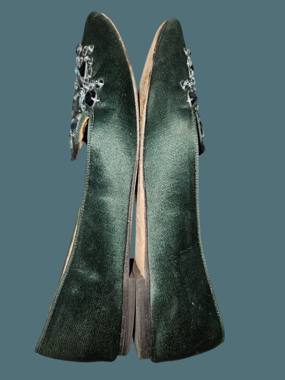 Tory Burch Green Satin Delphine T Logo Embellished Ballet Flats Size 8M - Picture 3 of 14